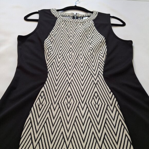 Divided H&M Color Block Bodycon Dress Size 14 Chrome Back Zipper Sleeveless - Picture 5 of 14